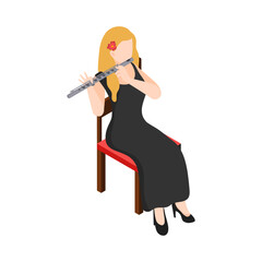 Fototapeta premium Flute Player Isometric Composition