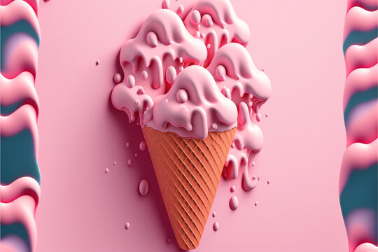 Get ready to be the coolest one in town with this stunning ice cream background! This abstract pattern design of a melting strawberry ice cream on a pink wafer looks so delicious and inviting 