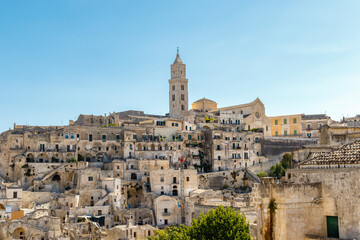 A view at the cathedral and the old center of Matera, Basilicata, Italy - Europe