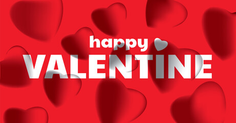 Futuristic valentine background with blury 3d hearts. Vector illustration. Cute love banner or greeting card. Place for text