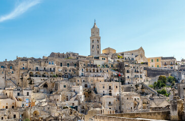 Naklejka premium A view at the cathedral and the old center of Matera, Basilicata, Italy - Europe