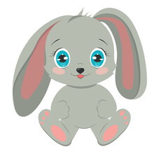 Cute cartoon rabbit on a white background .