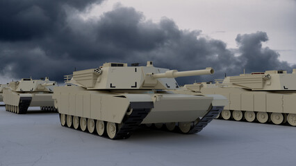 3d render American tanks for Ukraine abrams