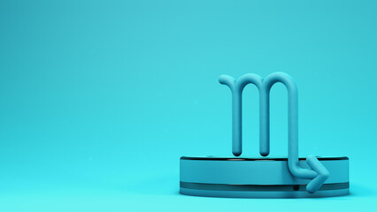 Scorpio zodiac sign 3d illustration, blue color