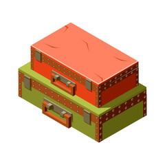 Vintage Suitcases Isometric Composition