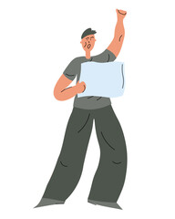 Protesting man with placard at picket