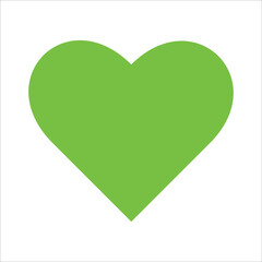 Green flat heart isolated on white background, vector illustration icon flat design.I love you symbol. Environmental friendly, Sustainable living, Eco day, Clean energy, Vegan.Healthy lifestyle.