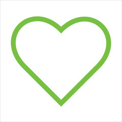 Silhouette of Green heart on white background, vector illustration icon flat design. I love you symbol. Healt care concept sign. Love and romance sign. Environmental friendly,Vegan.Healthy lifestyle.
