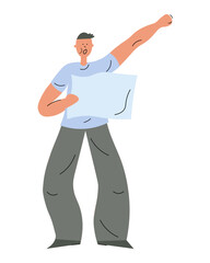 Protesting man with placard at picket