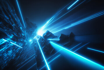 Blue abstract laser background. Futuristic technology