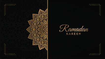 Ramadan Kareem Card With Mandala Decorations