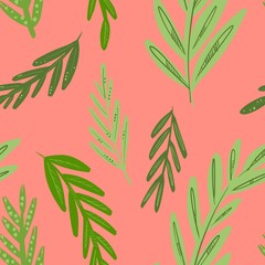 seamless pattern with green leaves