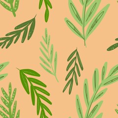 seamless pattern with green leaves