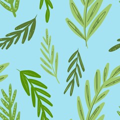 seamless pattern with green leaves