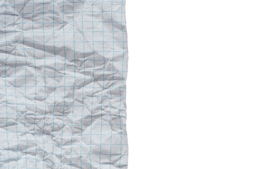 Crumpled sheet of paper in a cage for writing with an empty place for an inscription or logo. Crumpled paper