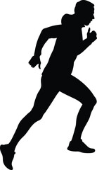 male runner running uphill in windbreaker black silhouette