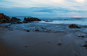 Getting dark in Porto, looking at the Atlantic Ocean