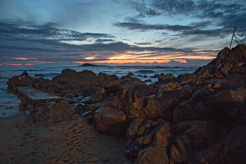 Getting dark in Porto, looking at the Atlantic Ocean