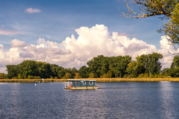 Houseboat on a lake, near Brandenburg
