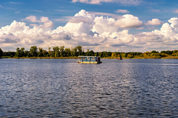 Houseboat on a lake, near Brandenburg