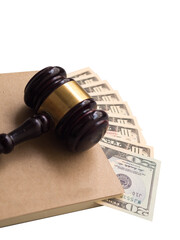 USD money bank note wooden hammer isolated