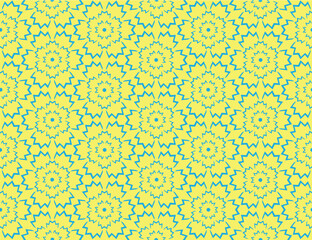 Seamless pattern with yellow and blue flowers. Vector design for banners, souvenirs, textiles, wrapping paper, prints, decorations
