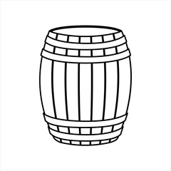  Wooden barrel sketch. Logo illustration for web and mobile. Vintage old wooden barrel for wine. Vector illustration isolated on white.