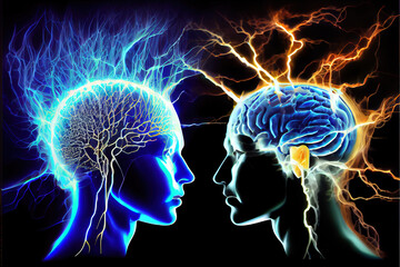 Neurological stimulation or telepathy .Generative AI - obrazy, fototapety, plakaty