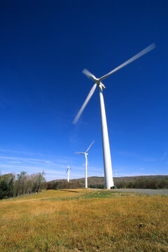 Wind turbines at the Backbone Mountain wind farm near Thomas, WV