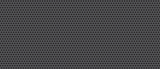 Black polka dot pattern on grey background. Straight dot pattern for backdrop and wallpaper template. Simple classic polka dot lines with repeat stripes texture. Polka background, vector illustration