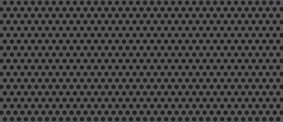 Black polka dot pattern on grey background. Straight dot pattern for backdrop and wallpaper template. Simple classic polka dot lines with repeat stripes texture. Polka background, vector illustration