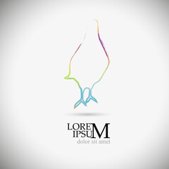 International day of peace, symbol of dove with branch from the contour classic . Dove from colored brush line. Vector illustration