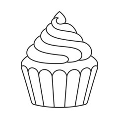 Cupcake with frosting outline vector