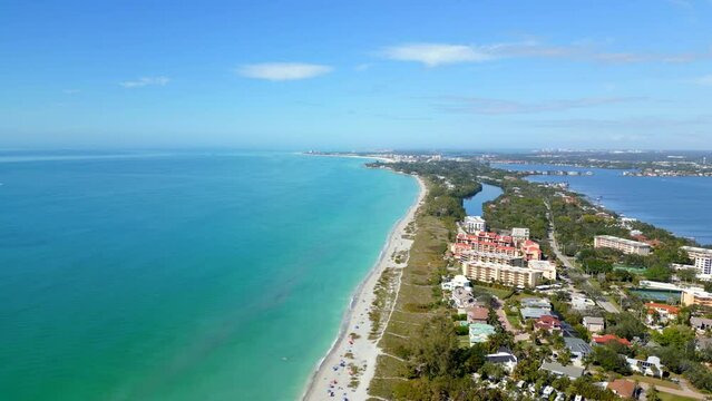Aerial drone footage Turtle Beach Siesta Key FL