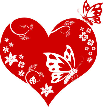 Valentine Flawer Butterfly on heart