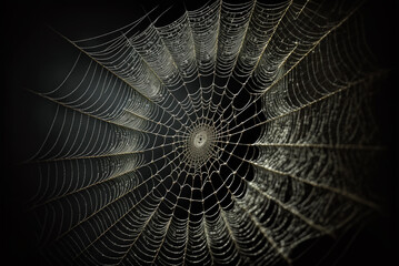 Spider Web cobweb on black background. Generative AI