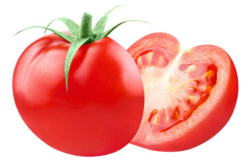 Delicious tomato cut in half, cut out