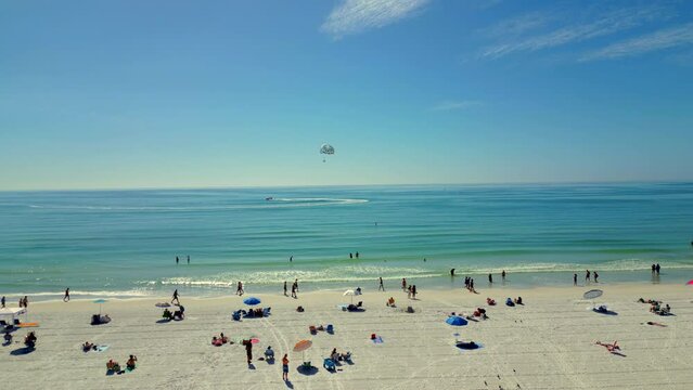 Aerial video parasail Siesta Key Sarasota Beach FL watersports