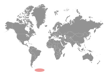 Weddell Sea on the world map. Vector illustration.