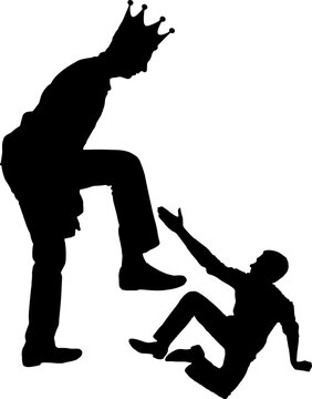 Concept of behavior as a selfish tyrant and dictator in business, politics and life. Vector Silhouette