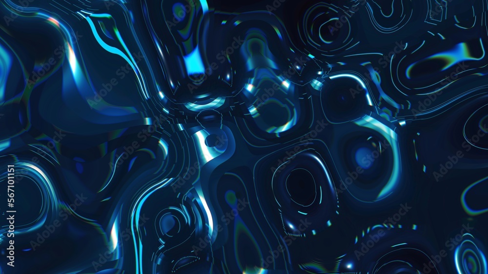 Canvas Prints abstract blue square wave grid. neon glowing design elements for big data, science background