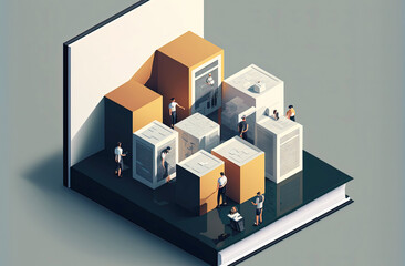 Generative AI of Isometric concept illustration of business analysis