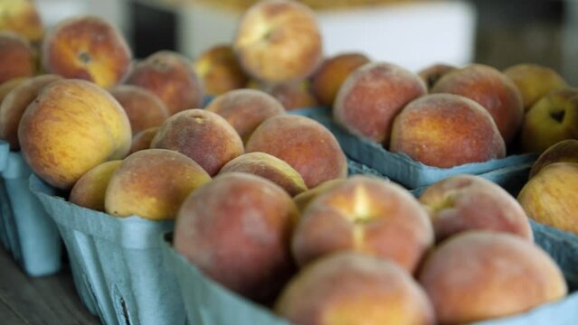 Close-Up of Peaches at the Farmer's Market