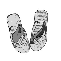 black and white sketch of sandal design with transparent background