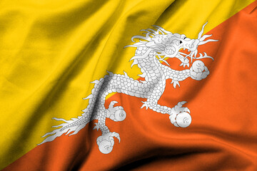 3D Flag of Bhutan satin