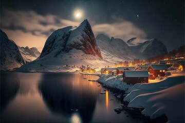 Beautiful Norway villages, Best place Norway. Generated by AI. 