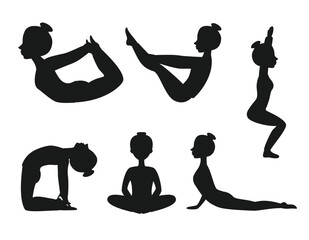 Yoga isolated vector Silhouettes