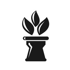 Vector illustration, a pot with plants icon. Flat design. 