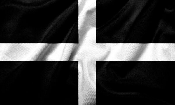 3D Flag of Cornwall (St Piran) satin