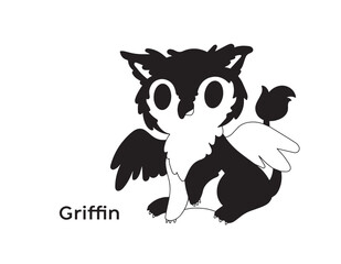 Griffin isolated vector Silhouettes on white background 